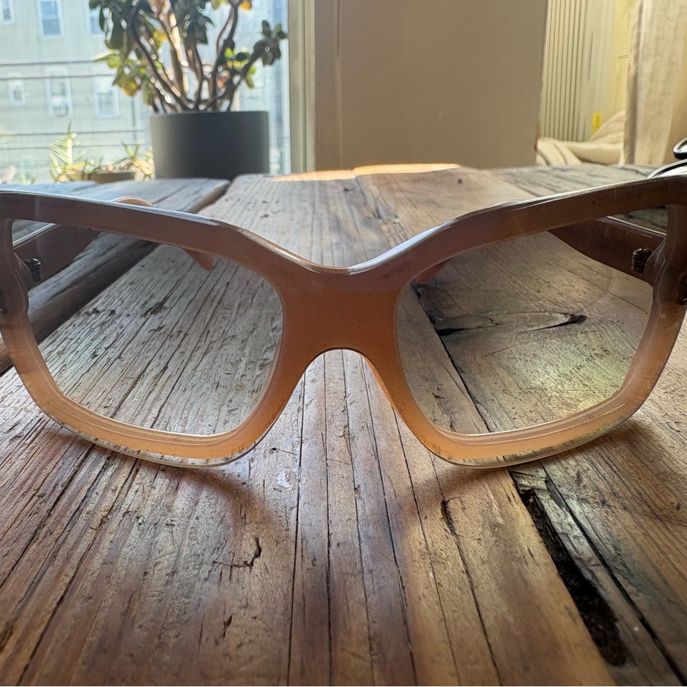 CHANEL Beige/Tan Oversized Square Frame Glasses